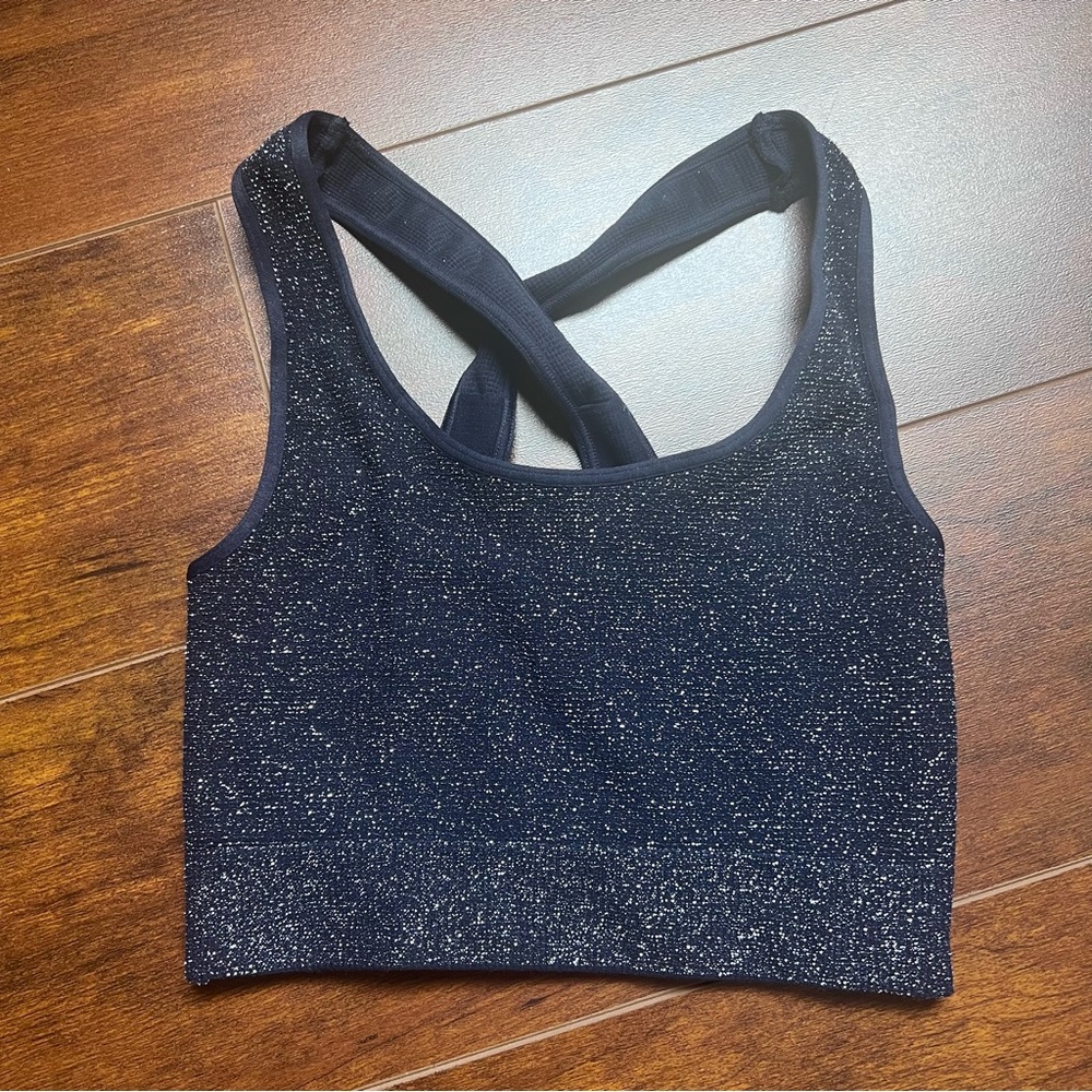 Navy Blue Seamless Glitter Sports Bra NWOT